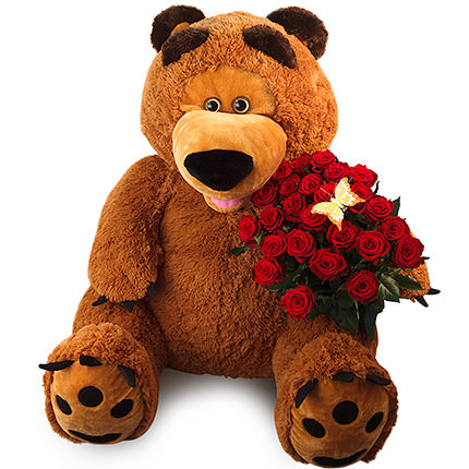 Huge Teddy Bear on Giant Teddy Bear With Roses