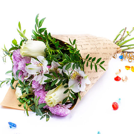 Сборный букет цветов (розовая хризантема) – от Flowers.ua