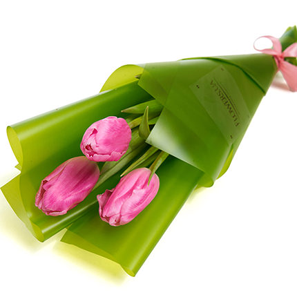 Букет "3 розовых тюльпана"  - купить в Украине