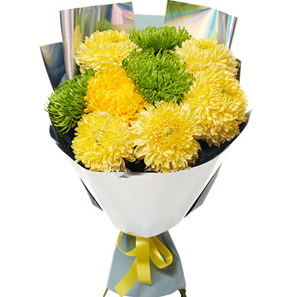 Bouquet "9 yellow-green chrysanthemums"  - buy in Ukraine