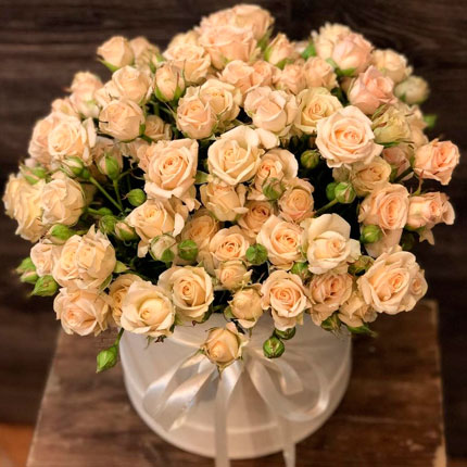 Цветы в коробке "19 кремовых роз" – от Flowers.ua