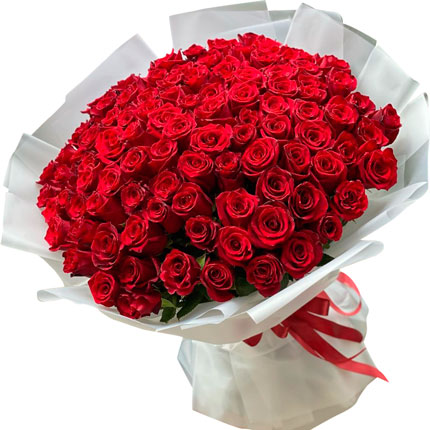 101 червона троянда 40 см (Кенія)  - придбати в Україні