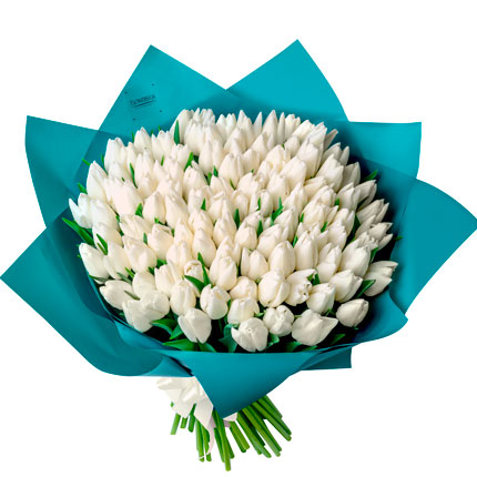 101 білий тюльпан!  - придбати в Україні