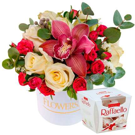 Flowers in a box "Only for you" + Raffaello  – buy in Ukraine