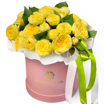 Цветы в коробке "11 роз Пиони Баблз"  - купить в Украине