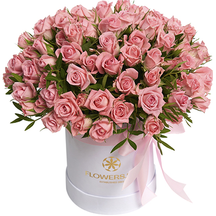 Квіти в коробці "Рожевий оазис"  – придбати в Україні