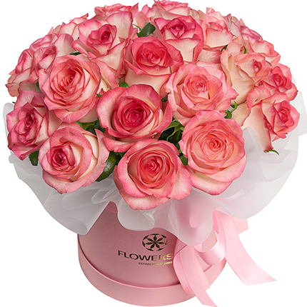 Цветы в коробке "21 роза Джумилия"