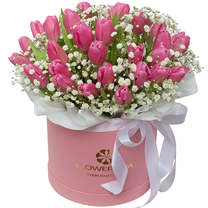 Квіти в коробці "Рожевий вальс"  – придбати в Україні