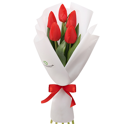 Букет "5 красных тюльпанов"  – купить в Украине