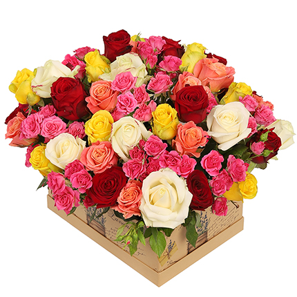 Цветы в коробке “Кадриль”  – купить в Украине