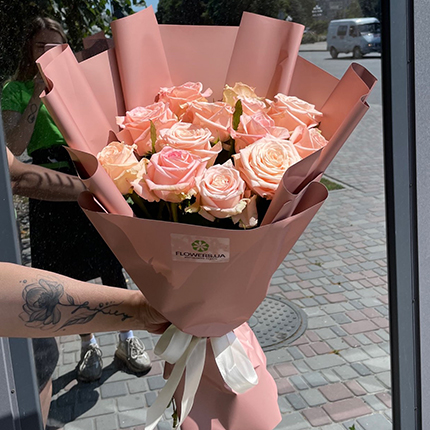 Special Offer! 13 cream roses  – buy in Ukraine
