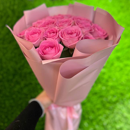 Special Offer! 15 pink roses  – buy in Ukraine