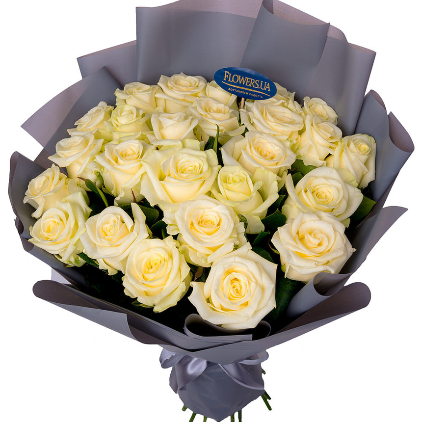 25 white Avalanche roses, 40 cm