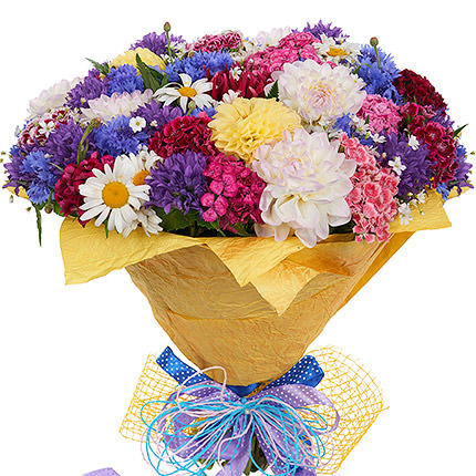 Букет "Полевые цветы" с воздушными шариками - доставка по Украине