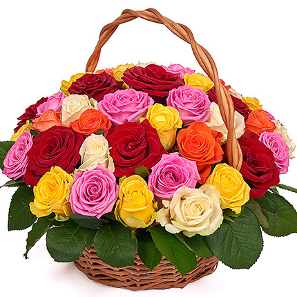 Корзина "51 разноцветная роза" – заказать с доставкой