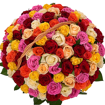 Корзина "75 разноцветных роз" - доставка по Украине