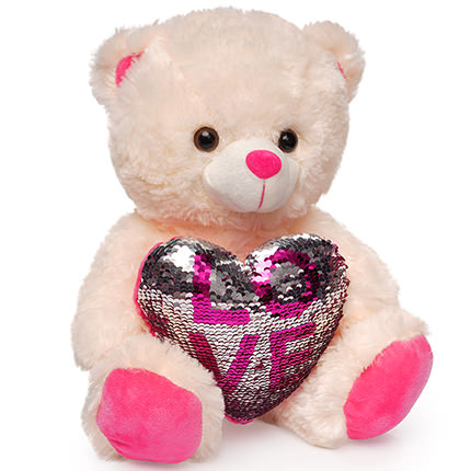 Bear (heart in sequins) 22 sm - delivery in Ukraine