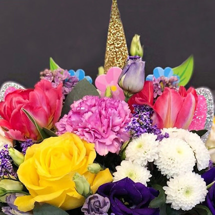 Квіти в коробці "Чарівний Єдиноріг!" - доставка по Україні