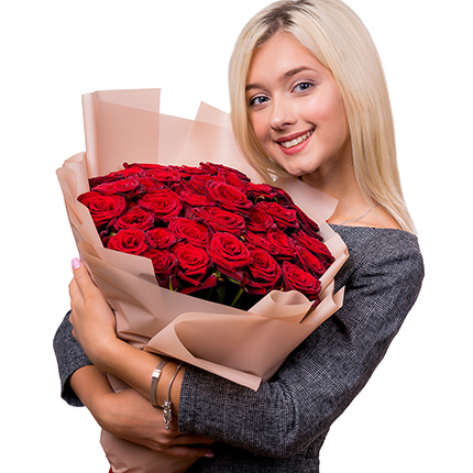 Букет з 35 червоних троянд - замовити з доставкою