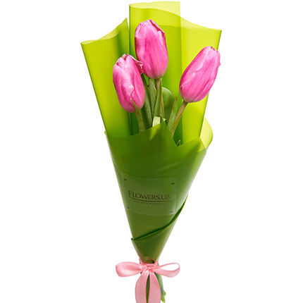 3 pink tulips + "Lyubimov" - order with delivery