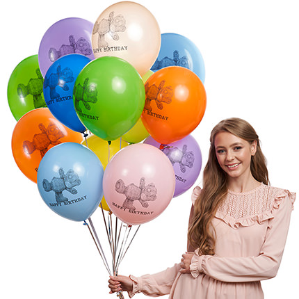 Collection of balloons "Birthday" (with Teddy) - order with delivery