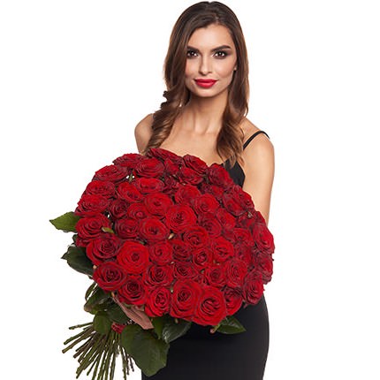 51 red roses + Raffaello - delivery in Ukraine