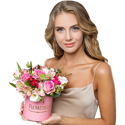 Квіти у коробці "Фламінго" - доставка по Україні