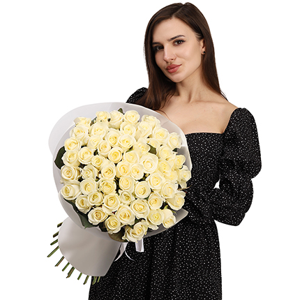 Stock! "51 white roses" - delivery in Ukraine
