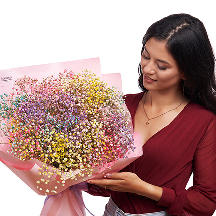 Bouquet "Rainbow of emotions" + Collection of balloons "Smilies"   – delivery in Ukraine