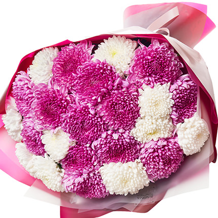 Букет "23 бело-розовых хризантем" - заказать с доставкой