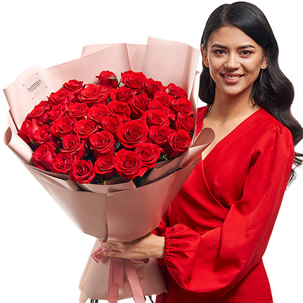 Букет в упаковці "35 червоних троянд!" - доставка по Україні