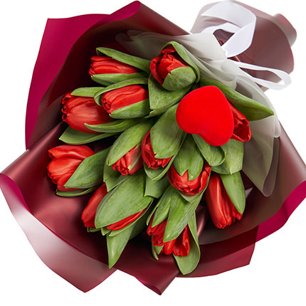 Букет "15 красных тюльпанов" - заказать с доставкой