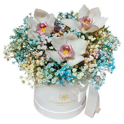 Цветы в коробке "Радужное настроение" - доставка по Украине