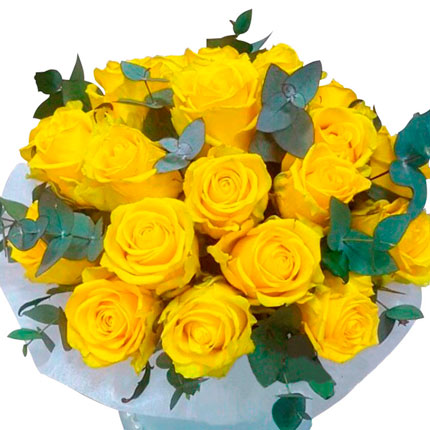 Цветы в коробке "21 желтая роза" - доставка по Украине