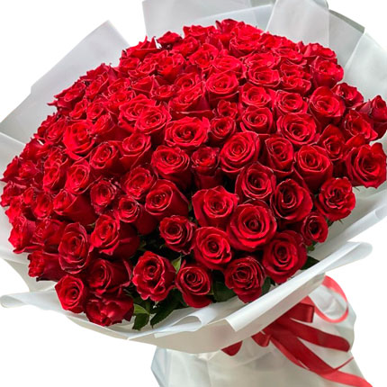 101 роза Red Torch (Кения) - доставка по Украине