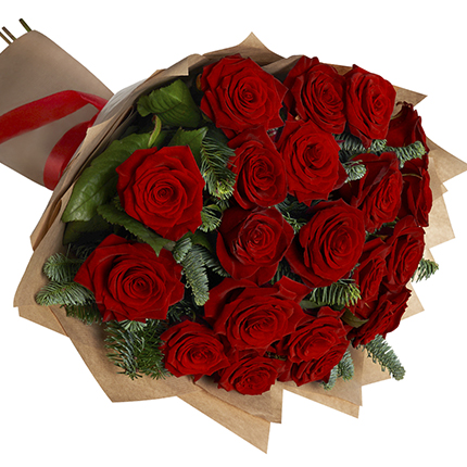 Зимний букет "21 красная роза" - заказать с доставкой