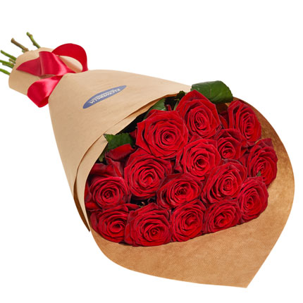 15 красных роз с воздушными шарами - доставка по Украине
