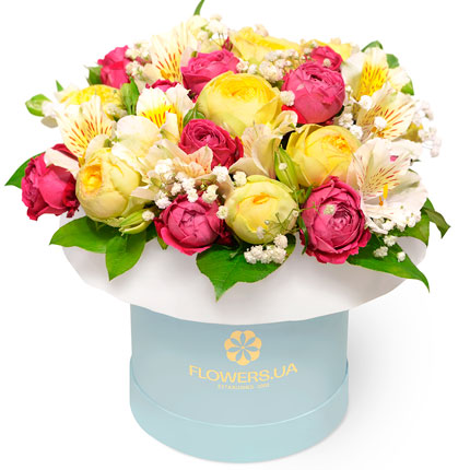 Квіти в коробці "Квітковий десерт" - доставка по Україні