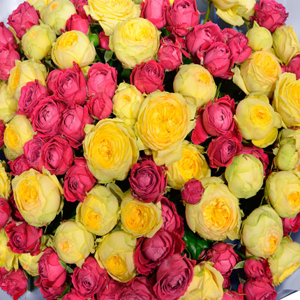 Яскравий букет "19 кущових троянд" - замовити з доставкою