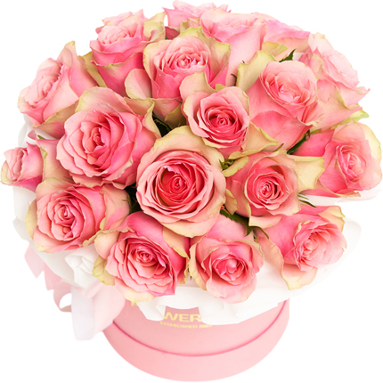 Квіти в коробці "19 троянд Belle Rose" – замовити з доставкою