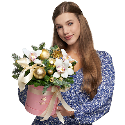 Квіти в коробці "Сніжний вальс" – доставка по Україні