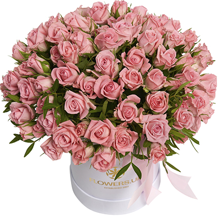 Цветы в коробке "Розовый оазис" – доставка по Украине