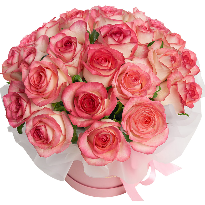 Цветы в коробке "21 роза Джумилия" – заказать с доставкой