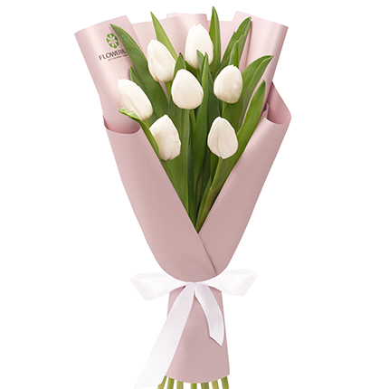 7 белых тюльпанов – заказать с доставкой