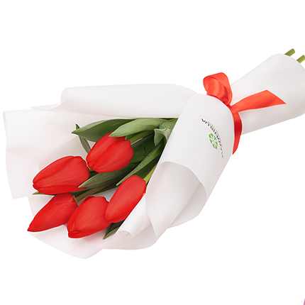 Букет "5 червоних тюльпанів" – замовити з доставкою