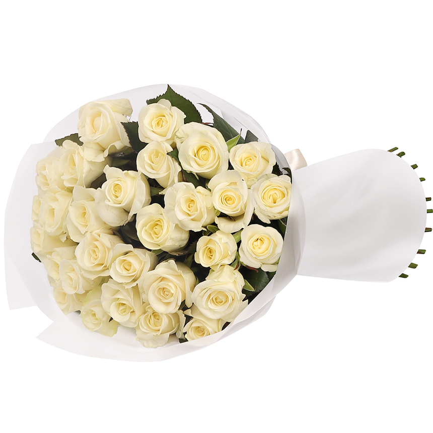 Букет з 25 білих троянд – замовити з доставкою