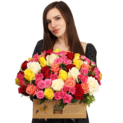Цветы в коробке “Кадриль” – доставка по Украине