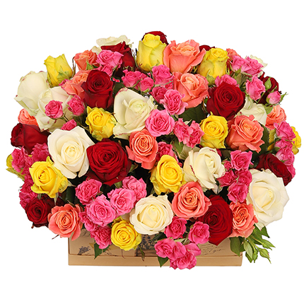 Цветы в коробке “Кадриль” – заказать с доставкой