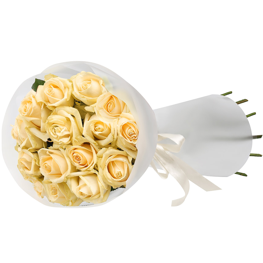 Букет з 15 кремових троянд – замовити з доставкою