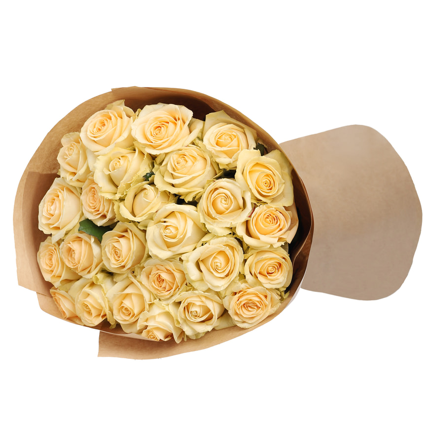 Букет з 21 кремової троянди – замовити з доставкою